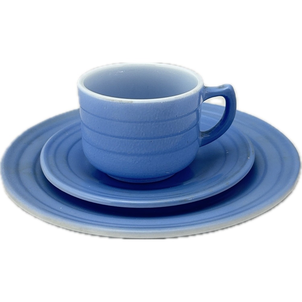 Vintage Blue Hazel Atlas Little Hostess 3 Piece Tea‎ Set Pastelware